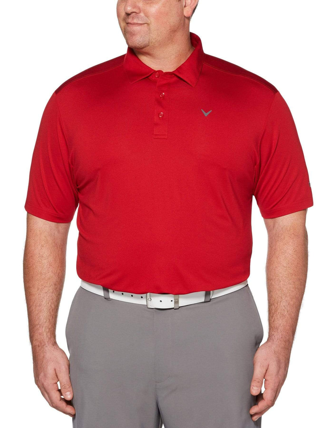 Big & Tall Cooling Micro Hex Polo with Chevron-Polos-Tango Red-2X-Callaway Apparel
