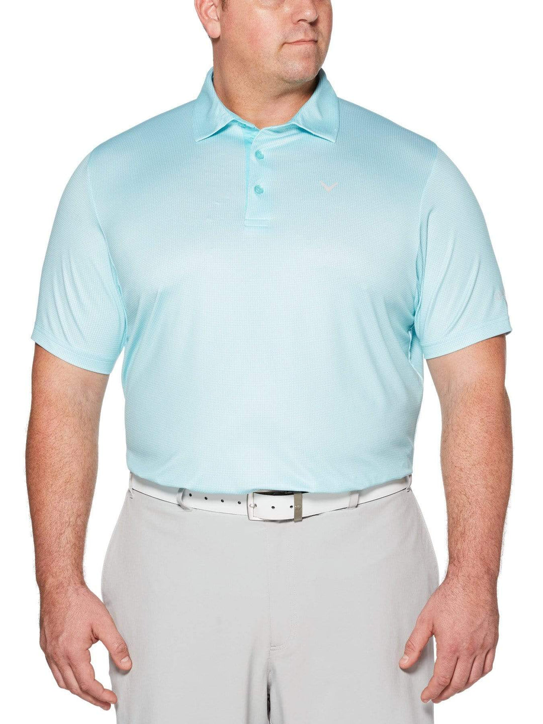 Big & Tall Printed Gingham Swing Tech Polo-Polos-Aruba Blue-3X-Callaway Apparel