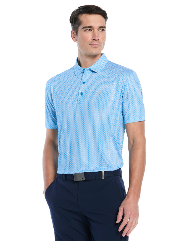 All Over Tee Print Golf Polo (Brilliant Blue) 
