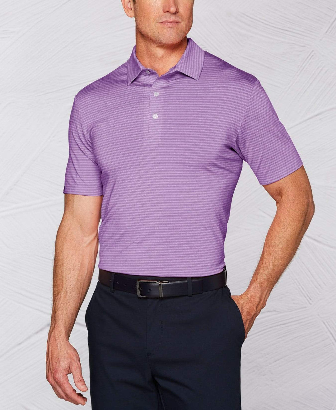 Tour Authentic Fine Striped Polo Polos Purple Heart / XL