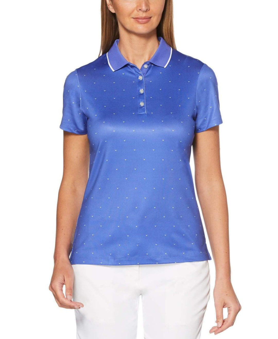 Womens Chevron Polka Dot Polo Polos Amparo Blue / S