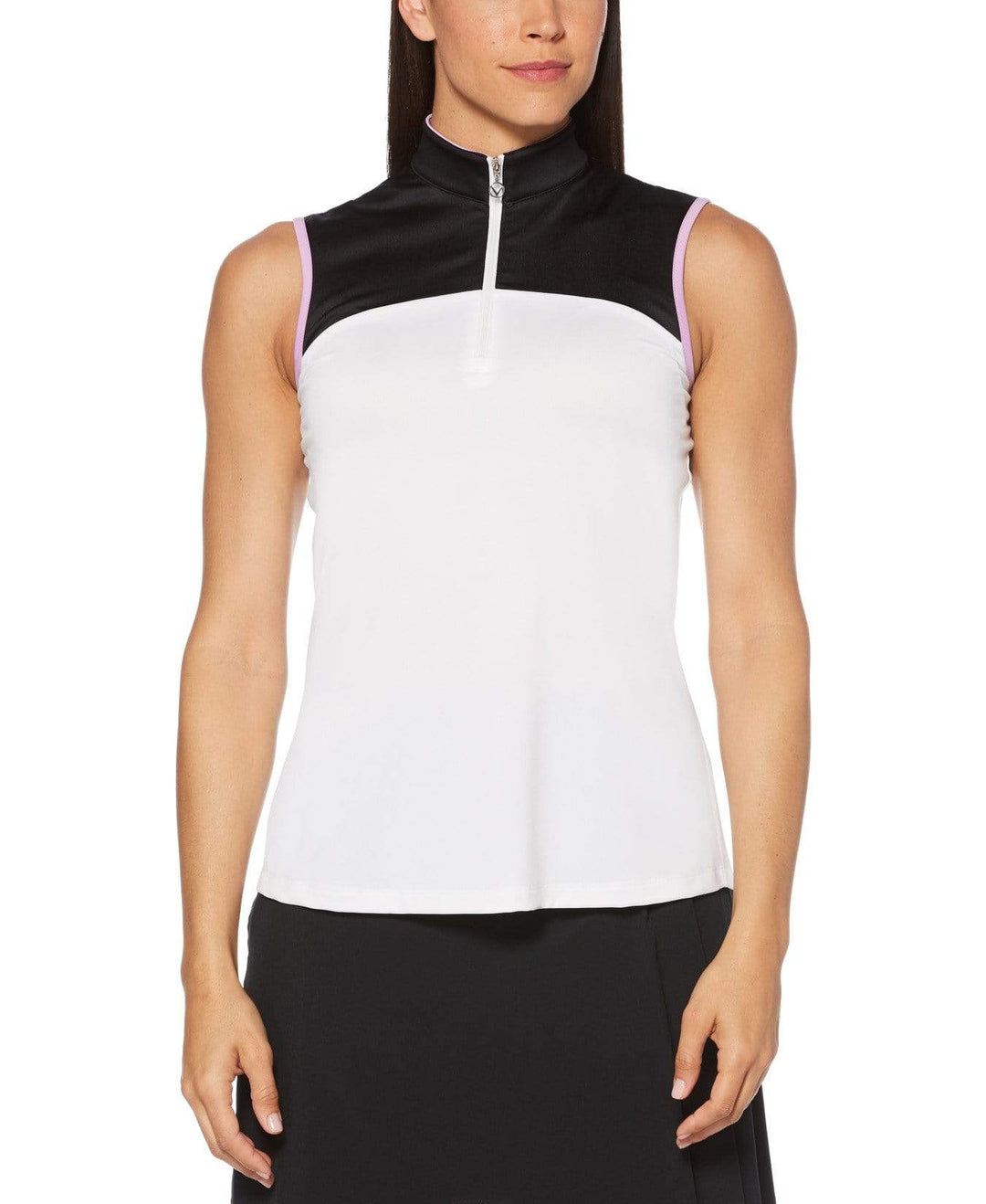 Womens Color Block Contrast Pleat Shirt Polos Brilliant White / M
