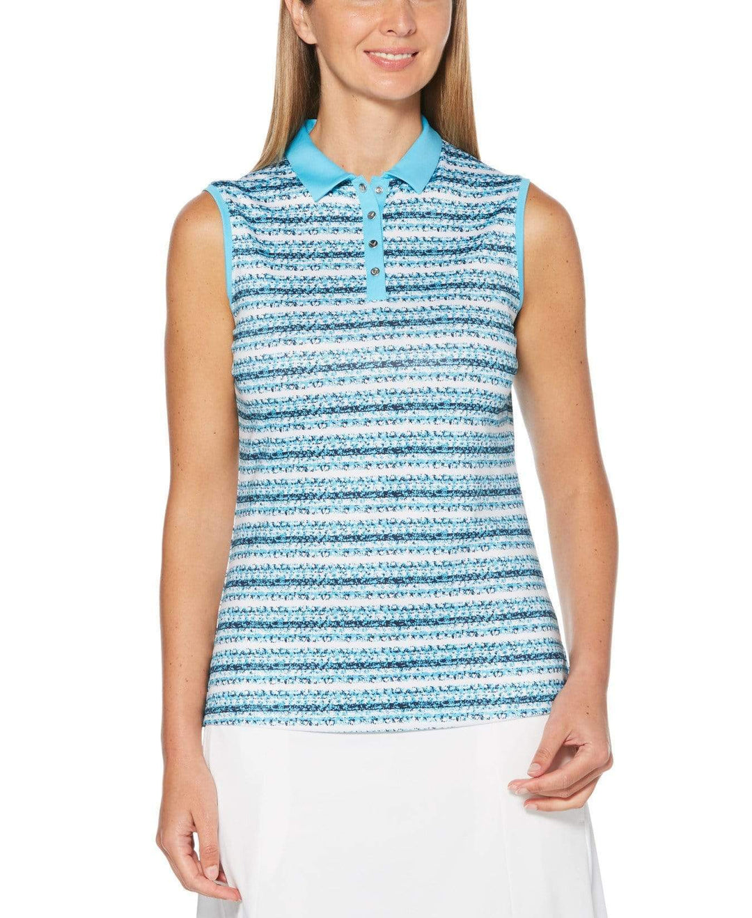 Womens Crystal Stripe Printed Polo Polos River Blue / XS