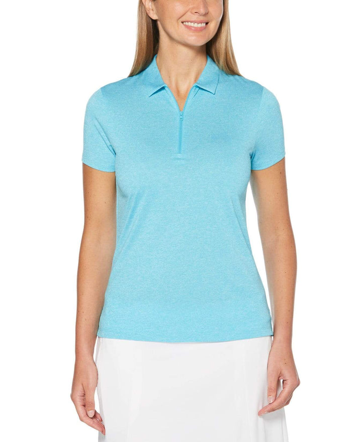 Womens 1/4 Zip Heather Polo-Polos-Callaway Apparel