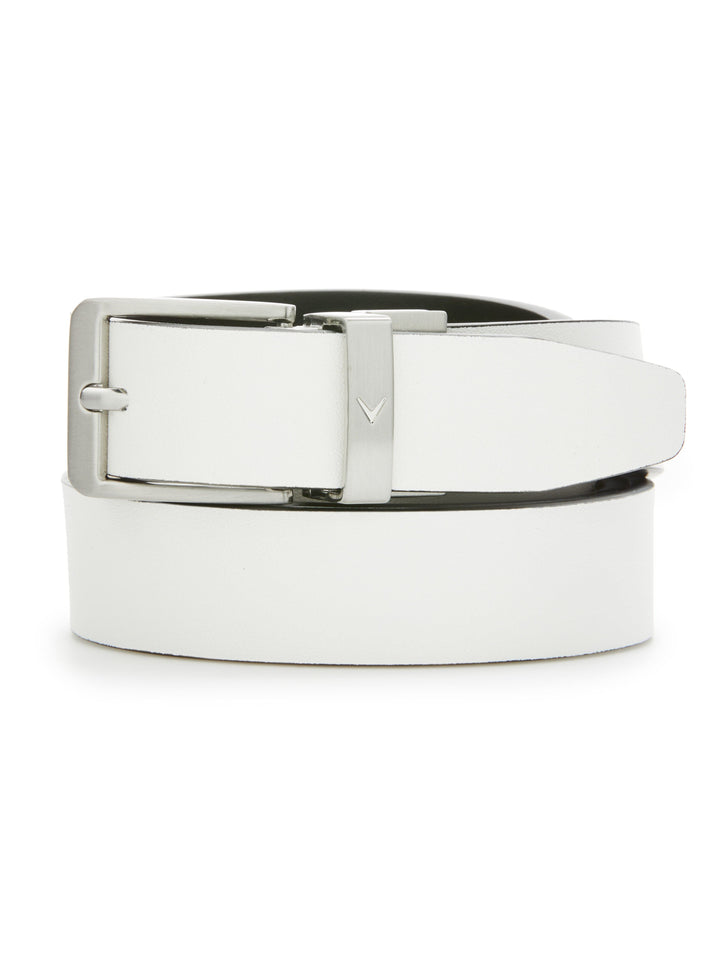 Ladies Reversible Sleek Modern Belt (Caviar/White) 