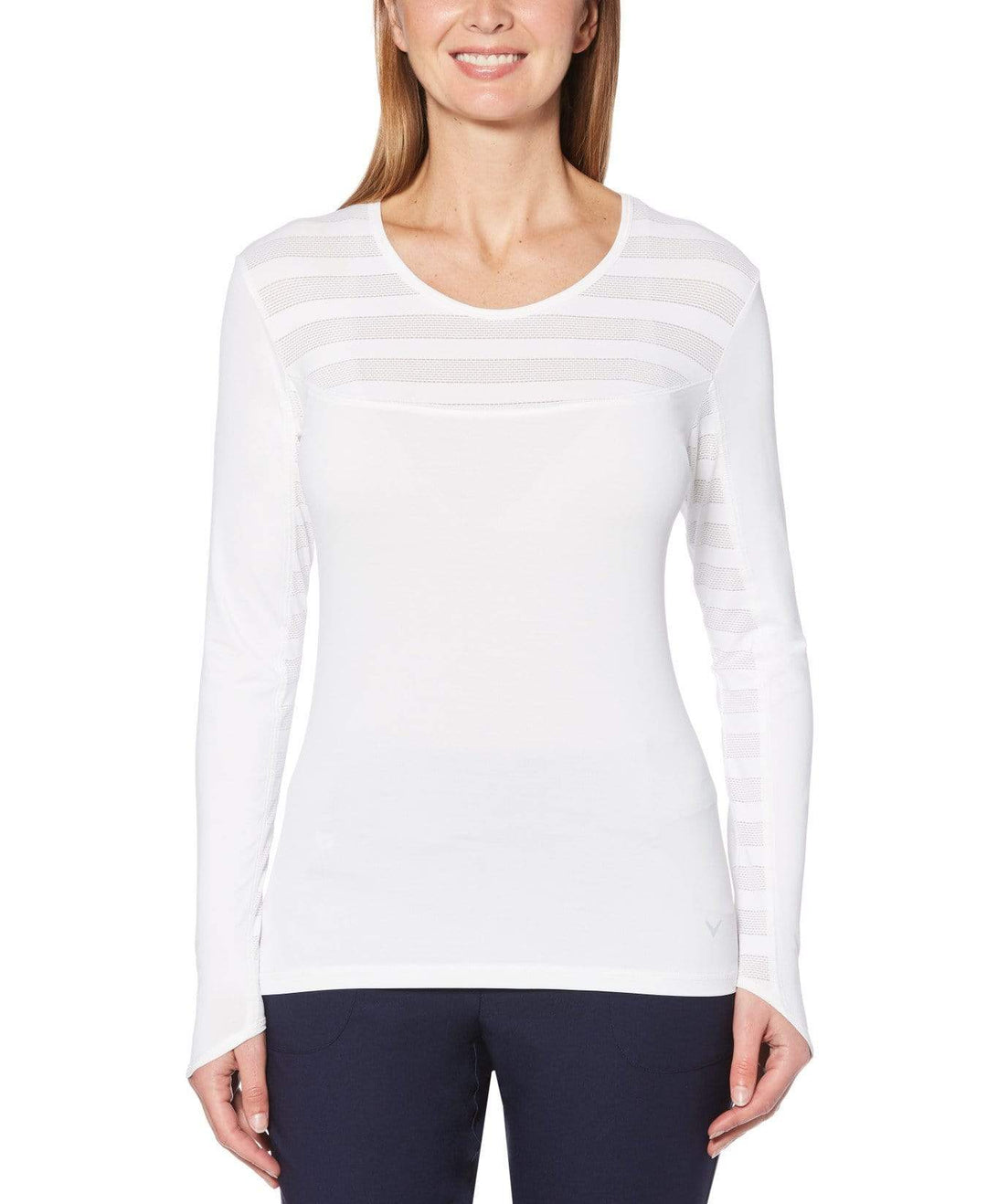 Womens Ventilated Mesh Panel Pullover Polos Bright White / S