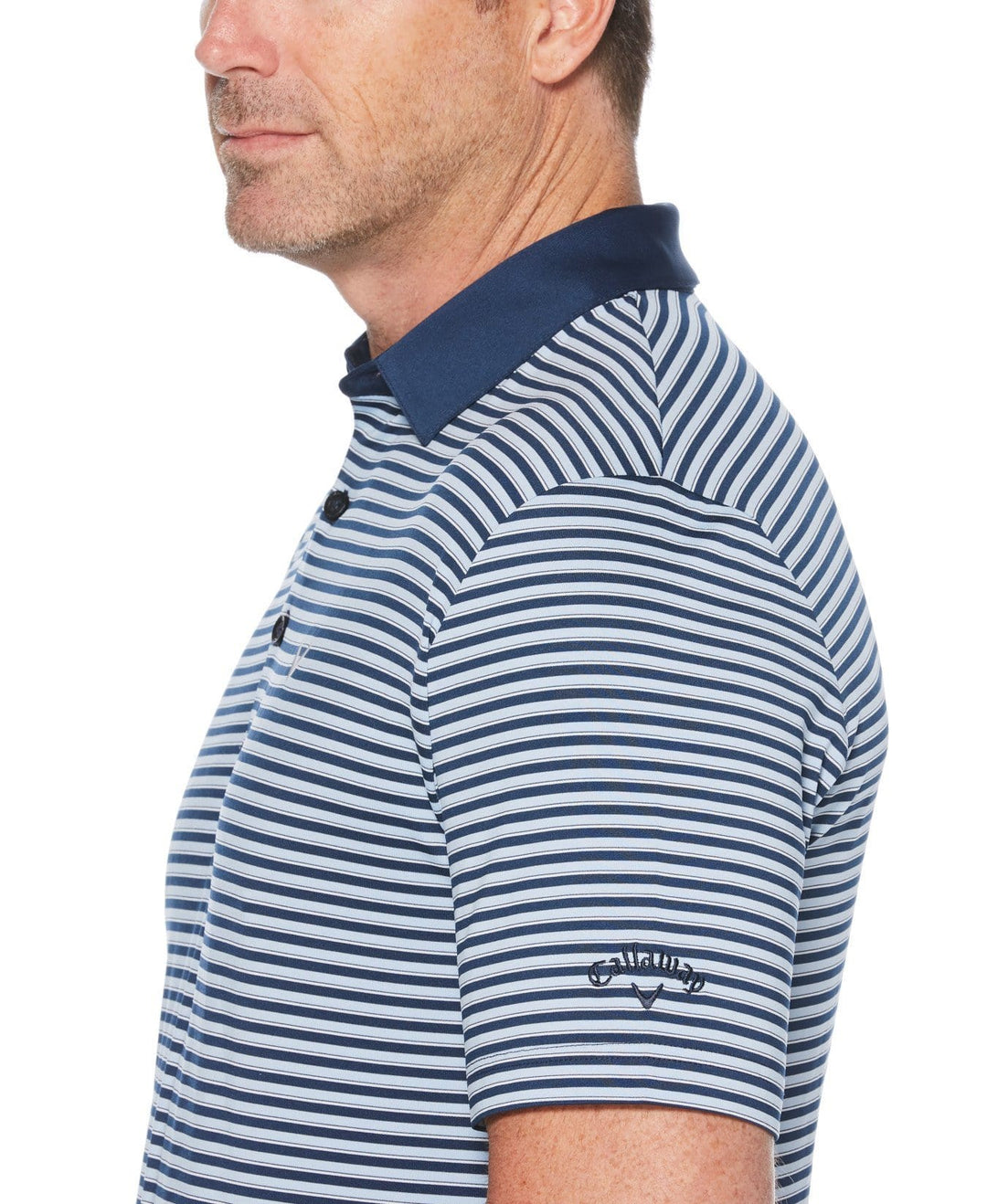 Mens Refined 3-Color Yarn-Dyed Stripe Golf Polo