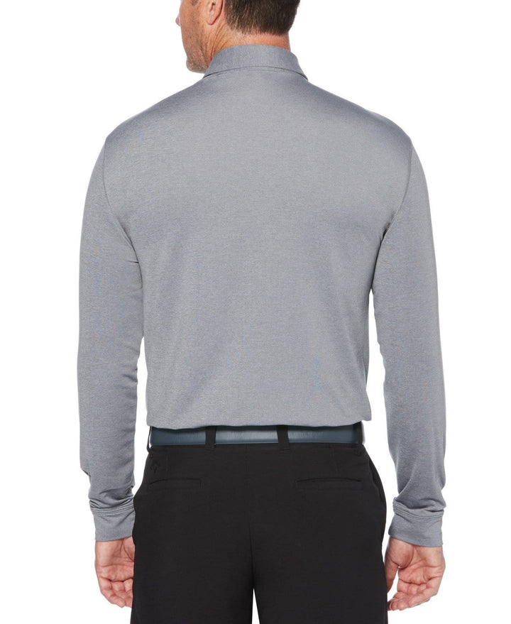 Mens Performance Long Sleeve Heathered Polo