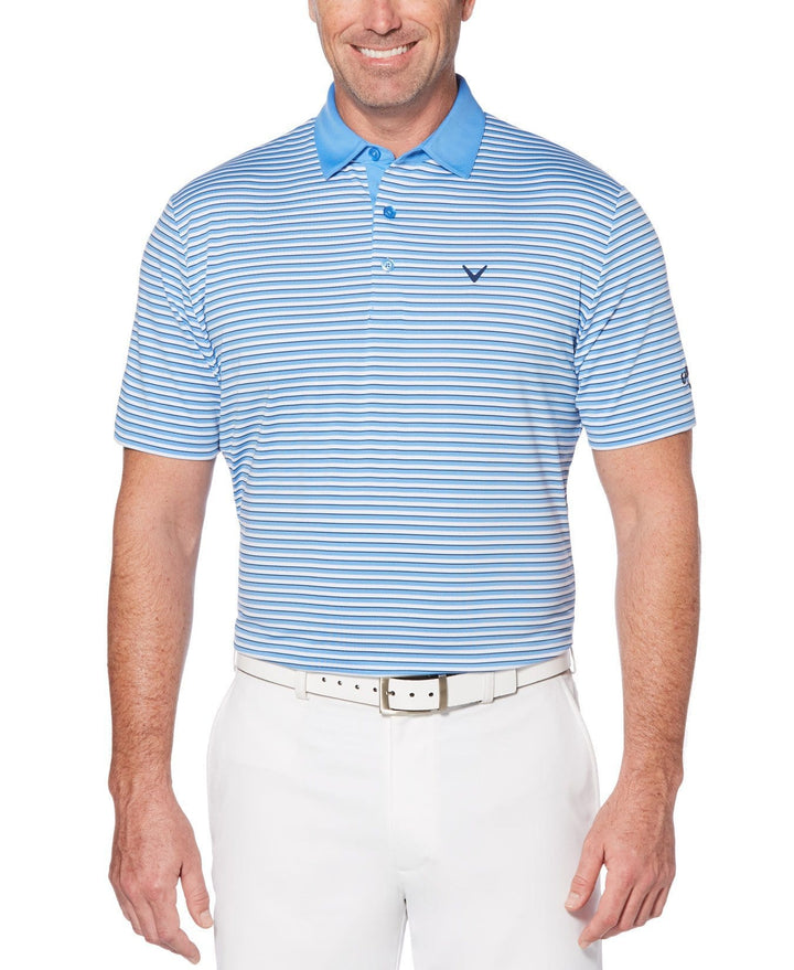 Mens Refined 3-Color Yarn-Dyed Stripe Golf Polo