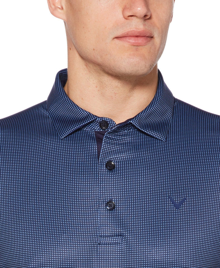 Mens Swing Tech Gingham Printed Golf Polo