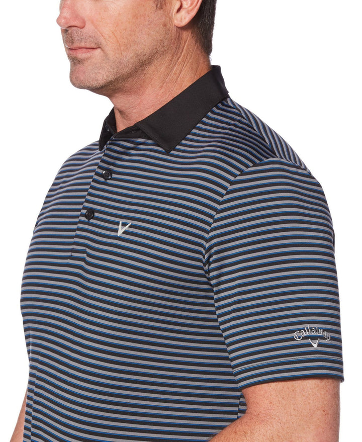 Mens Refined 3-Color Yarn-Dyed Stripe Golf Polo