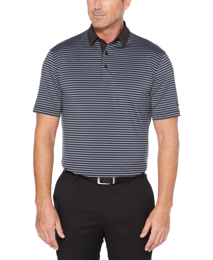 Mens Mens 3-Color Stripe Golf Polo