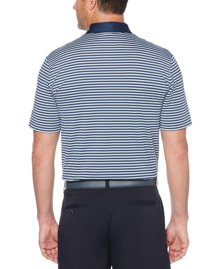 Mens Mens Refined 3-Color Yarn-Dyed Stripe Golf Polo