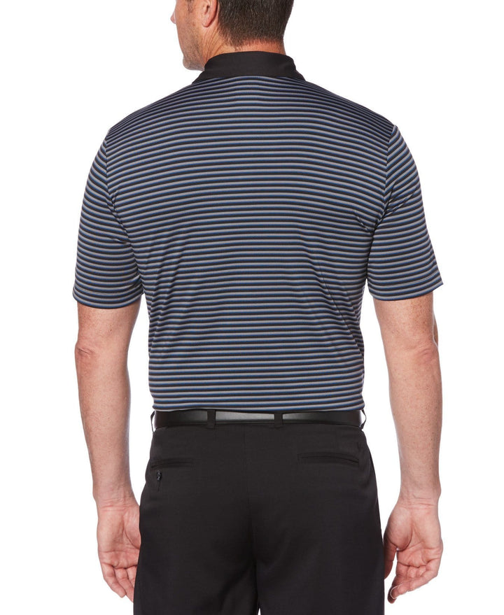 Mens Refined 3-Color Yarn-Dyed Stripe Golf Polo